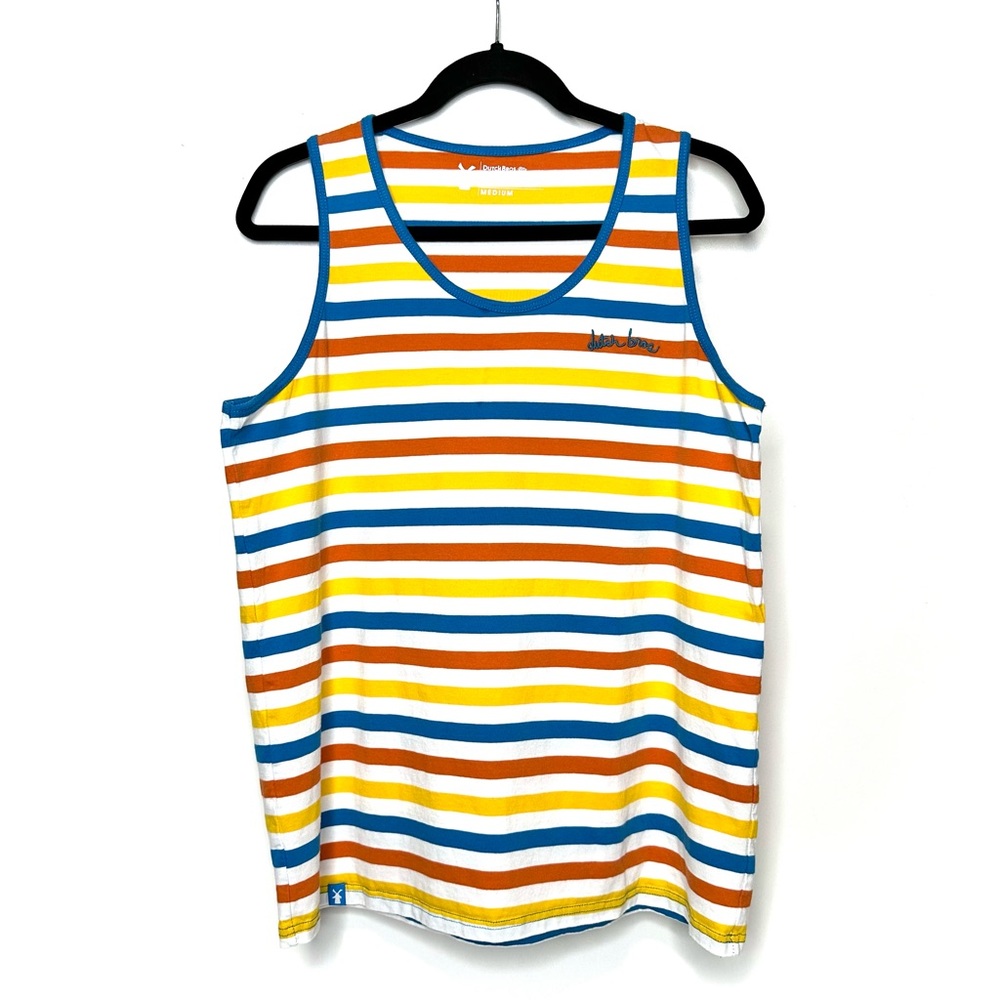 Dutch Bros Stripe Cotton Tank Top Size Medium